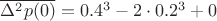 $\overline{\Delta^2 p(0)}=0.4^3-2\cdot0.2^3+0$ $\overline{\Delta^2 p(0)}=0.4^3-2\cdot0.2^3+0$