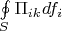\oint\limits_{S} \Pi_{ik}df_{i}
