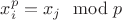 $x_i^p=x_j\mod p$