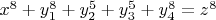 $\[x^8  + y_1^8  + y_2^5  + y_3^5  + y_4^8  = z^8 \]$