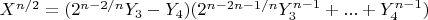 $X^{n/2}=(2^{{n-2}/n}Y_3-Y_4 )(2^{{{n-2}{n-1}}/n}Y_3^{n-1}+...+Y_4^{n-1})$