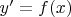 $y'=f(x)$