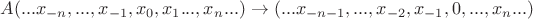 $  A (...x_{-n},...,x_{-1},x_{0},x_{1}...,x_{n}...) \to (...x_{-n-1},...,x_{-2},x_{-1},0,...,x_{n}...)$