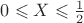 $0\leqslant X \leqslant \frac {1}{2}$ $0\leqslant X \leqslant \frac {1}{2}$