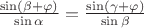 $ \frac{\sin(\beta + \varphi)}{\sin \alpha} = \frac{\sin(\gamma + \varphi)}{\sin \beta}$
