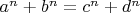 $a^n + b^n = c^n + d^n$