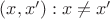 $(x,x'):x\neq x'$