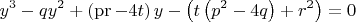$$y^3-qy^2+\left( \operatorname{pr}-4t\right)y-\left(t\left( p^2-4q\right)+r^2 \right)=0$$