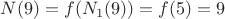 $N(9)=f(N_1(9))=f(5)=9$