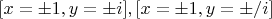 $[x=\pm 1, y=\pm i], [x=\pm 1, y=\pm /i]$