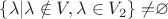 \left\lbrace \lambda | \lambda \notin V, \lambda \in V_2 \right\rbrace \ne $\varnothing$