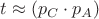 $t\approx (p_C \cdot p_A)$