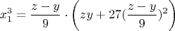 $$x_1^3=\frac{z-y}{9}\cdot \left(zy+27(\frac{z-y}{9})^2\right)$$