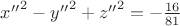${x''}^2-{y''}^2+{z''}^2=-\frac{16}{81}$
