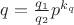 $q=\frac{q_1}{q_2}p^{k_q}$