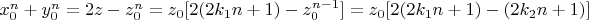 $x_0^n+y_0^n=2z-z_0^n=z_0[2(2k_1n+1)-z_0^{n-1}]=z_0[2(2k_1n+1)-(2k_2n+1)]$