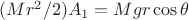 $(Mr^2/2)A_1 = Mgr \cos \theta$