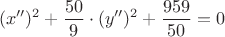 $$( x'')^2 + \frac{50}{9} \cdot (y'')^2+ \frac{959}{50} = 0$$