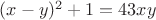 $(x-y)^2+1=43xy$