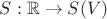 $ S: \mathbb{R} \to S(V) $