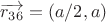 $\overrightarrow{r_{36}} = (a/2, a)$
