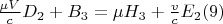 $\frac{\mu V}{c}D_2+B_3=\mu H_3+\frac{v}{c}E_2 \eqno (9)$