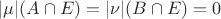 $|\mu| (A \cap E) = |\nu| (B \cap E) = 0$