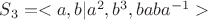 $S_3 = <a,b|a^2,b^3,baba^{-1}>$