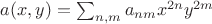 $a(x,y)=\sum_{n,m}a_{nm}x^{2n} y^{2m}$