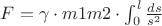 $ F = \gamma \cdot m1m2 \cdot \int_0^l \frac{ds}{s^2}$