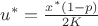 $u^* = \frac{x^*(1-p)}{2K}$
