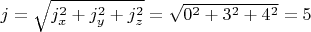 $j=\sqrt{j_x^2+j_y^2+j_z^2}=\sqrt{0^2+3^2+4^2}=5$