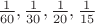 ${1\over60},{1\over30},{1\over20},{1\over15}$