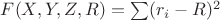 $F(X,Y,Z,R)=\sum(r_i-R)^2$