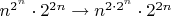 $n^{2^n}\cdot2^{2n}\rightarrow n^{2\cdot2^n}\cdot2^{2n}$