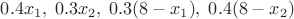 $0.4x_1, \; 0.3x_2, \; 0.3(8-x_1), \; 0.4(8-x_2)$