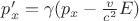 $p_x' = \gamma(p_x - \frac{v}{c^2} E)$