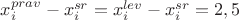 $x^{prav}_{i}-x^{sr}_{i}=x^{lev}_{i}-x^{sr}_{i}=2,5$