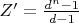 $Z'=\frac{d^n-1}{d-1}$