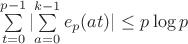 $\sum \limits_{t=0}^{p-1} {\lvert {\sum \limits_{a=0}^{k-1} {e_p (at)}} \rvert}$ \le p \log{p} $\sum \limits_{t=0}^{p-1} {\lvert {\sum \limits_{a=0}^{k-1} {e_p (at)}} \rvert}$ \le p \log{p}
