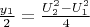 $\frac{{y_1 }}{2} = \frac{{U_2^2  - U_1^2 }}{4}$