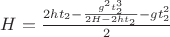 $H=\frac{2ht_2-\frac{g^2t^3_2}{2H-2ht_2}-gt^2_2}{2}$ $H=\frac{2ht_2-\frac{g^2t^3_2}{2H-2ht_2}-gt^2_2}{2}$