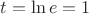 $t=\ln e=1$