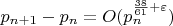 $p_{n+1}-p_n=O(p_n^{\frac{38}{61}+\varepsilon})$