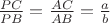 $\frac{PC}{PB}=\frac{AC}{AB}=\frac{a}{b}$