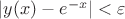 $|y(x)-e^{-x}|<\varepsilon$ $|y(x)-e^{-x}|<\varepsilon$
