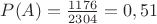 $P(A)=\frac{1176}{2304}=0,51$