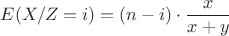 $$E(X/Z=i)=(n-i)\cdot{\frac x {x+y}}$$
