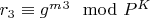 $r_3\equiv g^m^3\mod P^K$