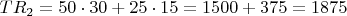 $TR_2=50 \cdot 30 +25 \cdot 15=1500 +375  =1875$